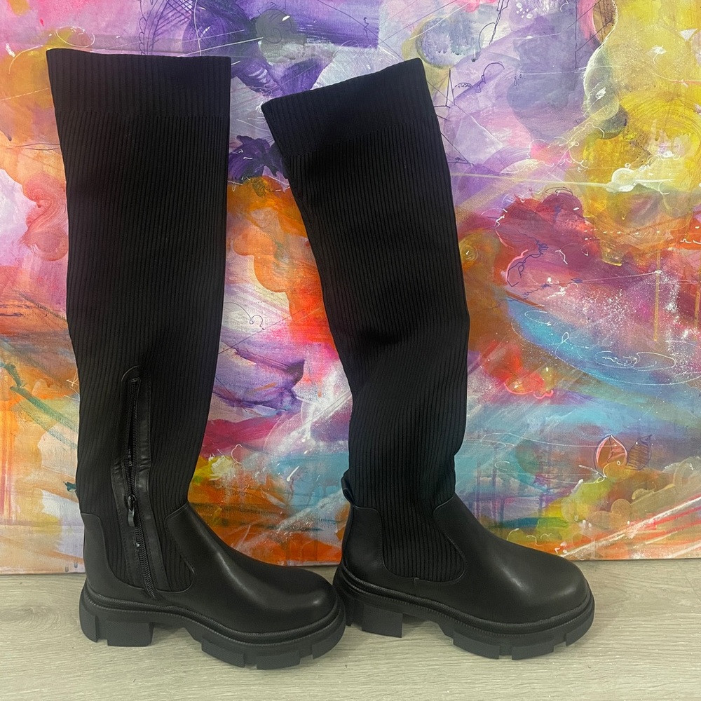 SIMMI Over The Knee Black Boots Size 8